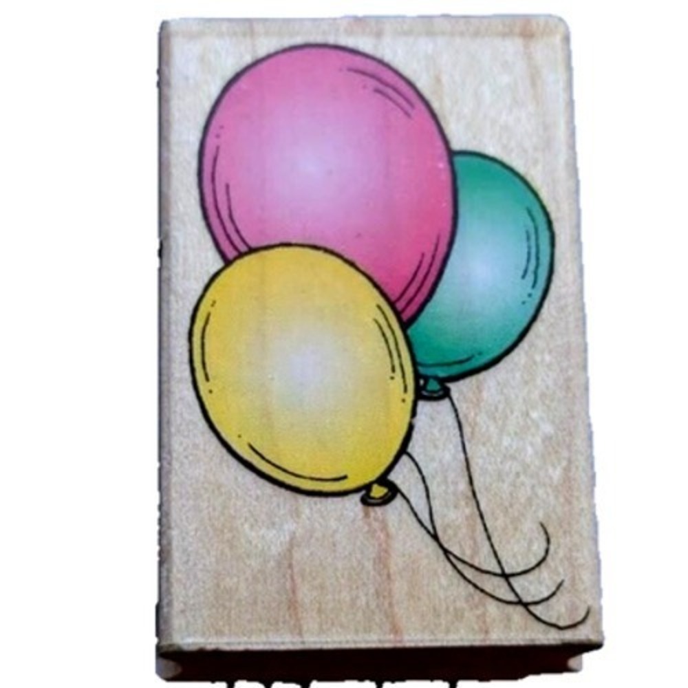 Hero Arts Birthday Balloons C1186 Rubber Stamp Wood #H100